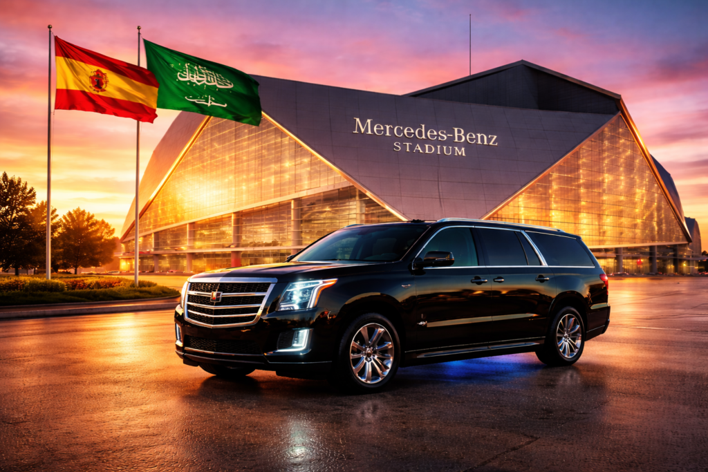 Limousine arriving at Mercedes-Benz Stadium in Atlanta