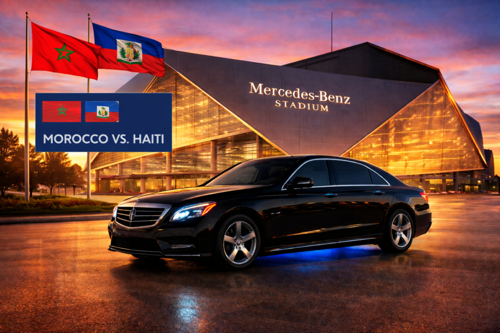 Luxury limousine interior for stadium event transportation