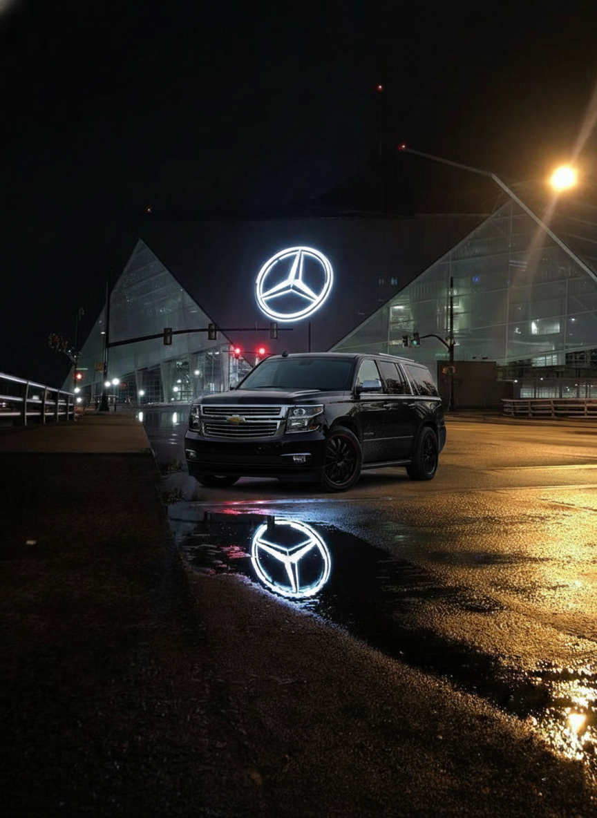 Luxury limousine car providing limo service for Mercedes Benz Stadium